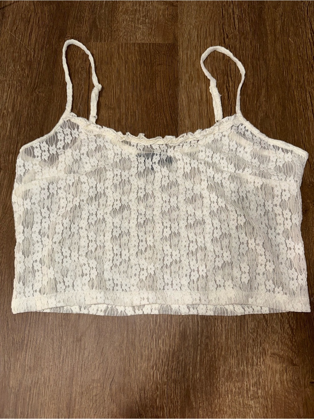 Kendall & Kylie Lace Crop Tank White/Cream Floral Sheer Size Medium